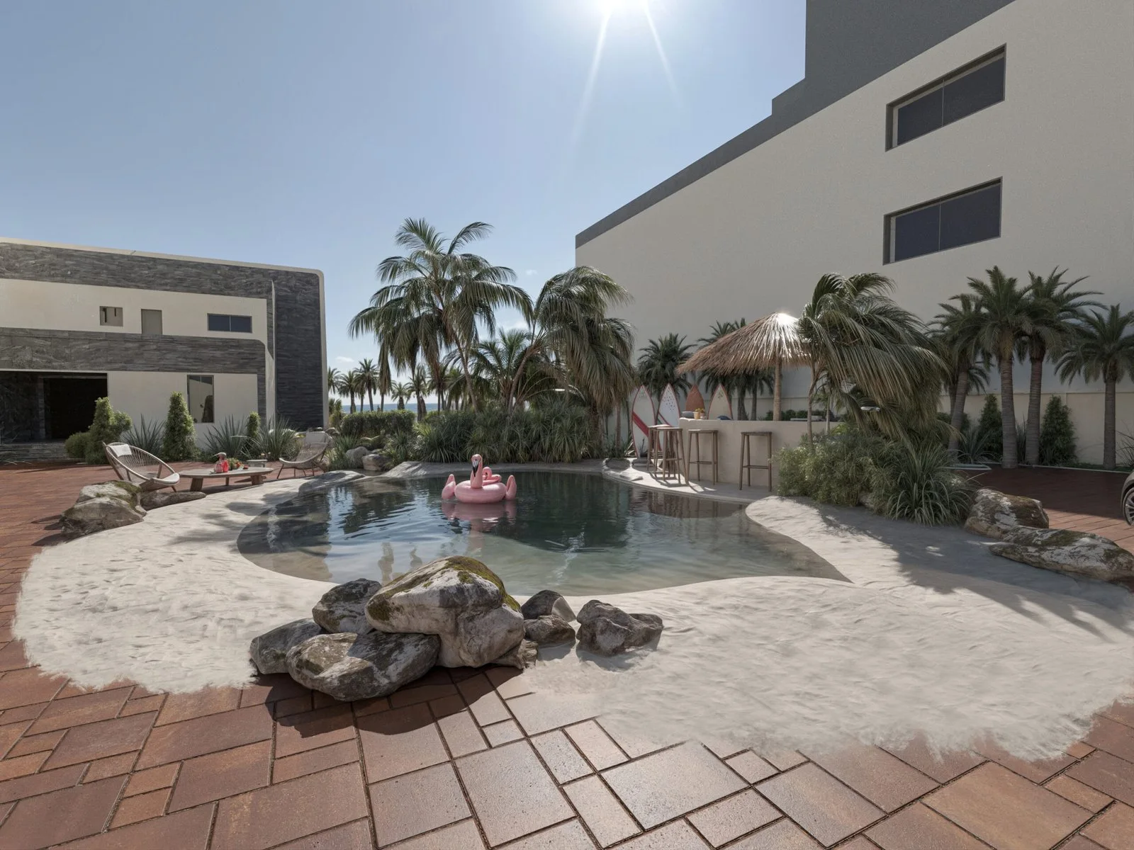 Private Beach Pool Retreat in Kuwait — design view