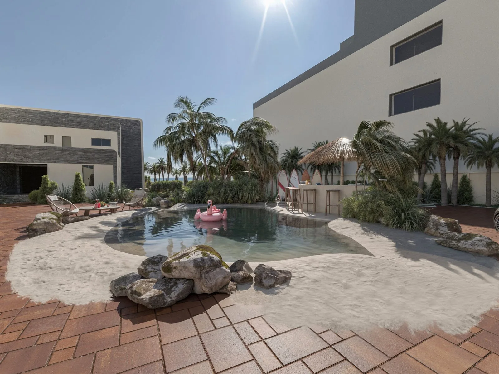 Private Beach Pool Retreat in Kuwait — design view