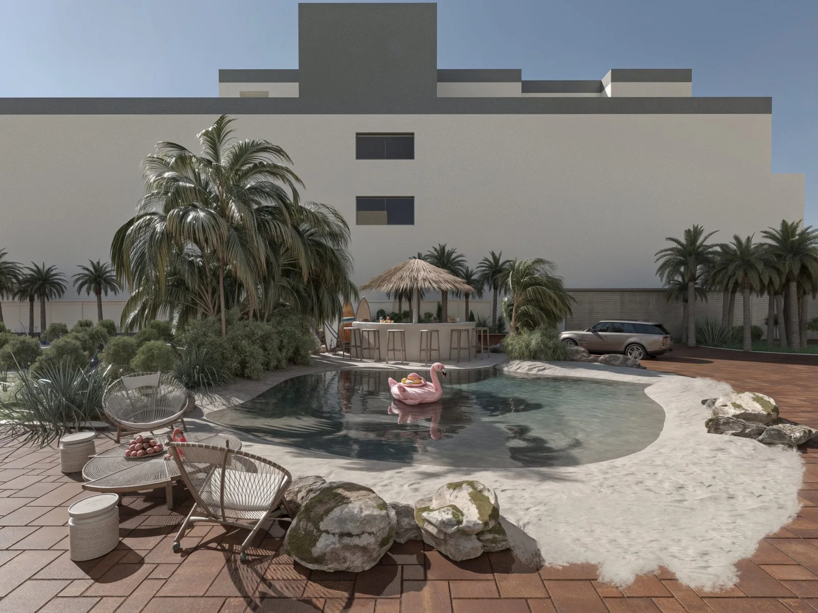 Private Beach Pool Retreat in Kuwait — design view