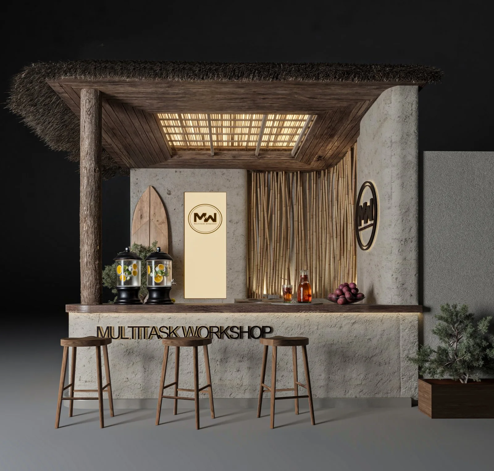 Tropical Escape in a Compact Booth — design view