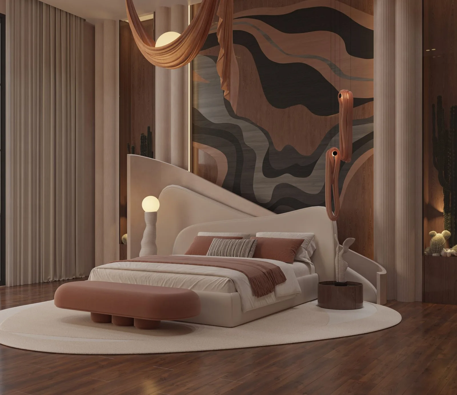 erene Layers: A Warm Minimalist Bedroom Design — design view